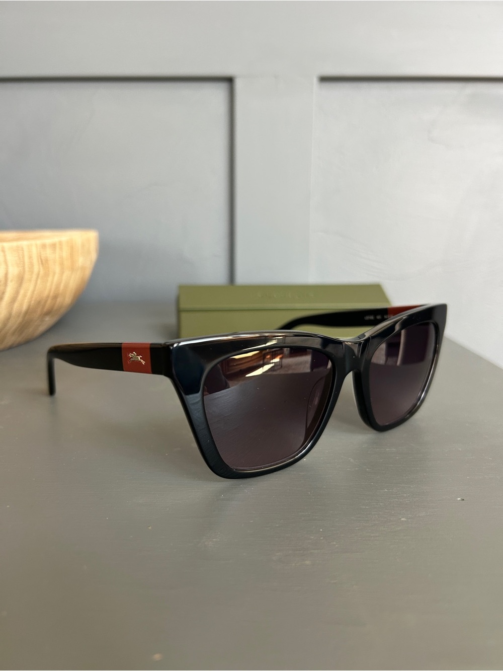 NWT Longchamp Black Frame Sunglasses with Gray Gradient Lenses